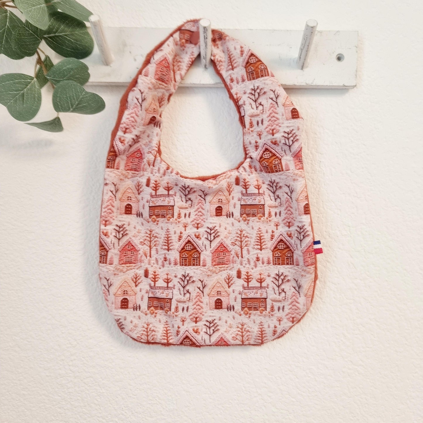 Bavoir Bébé - Petites maisons - Rose poudré - Édition Limitée Llooni