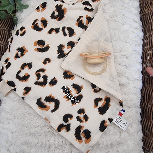 Doudou lapin Personnalisable · Lange Léopard beige Llooni