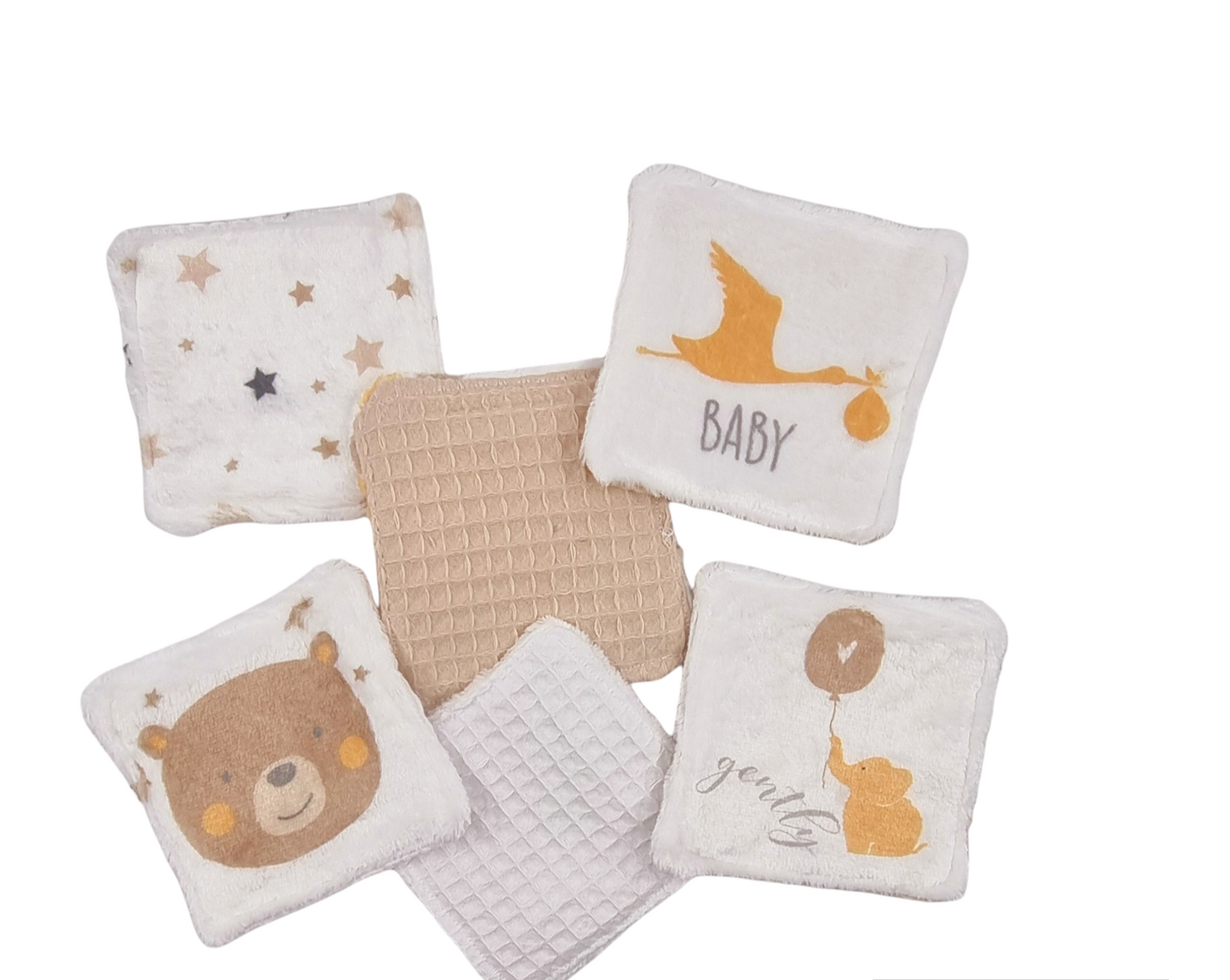 Débarbouillettes Bébé — Beige & Blanc Llooni