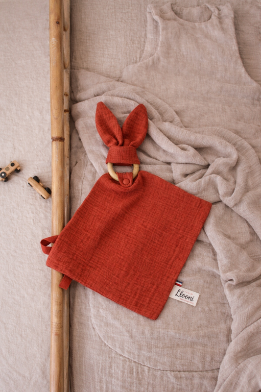 Doudou lapin personnalisable · Lange double gaze Terracotta
