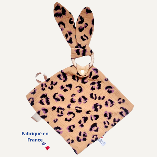 Doudou en Lange - Lapin - Léopard camel Llooni