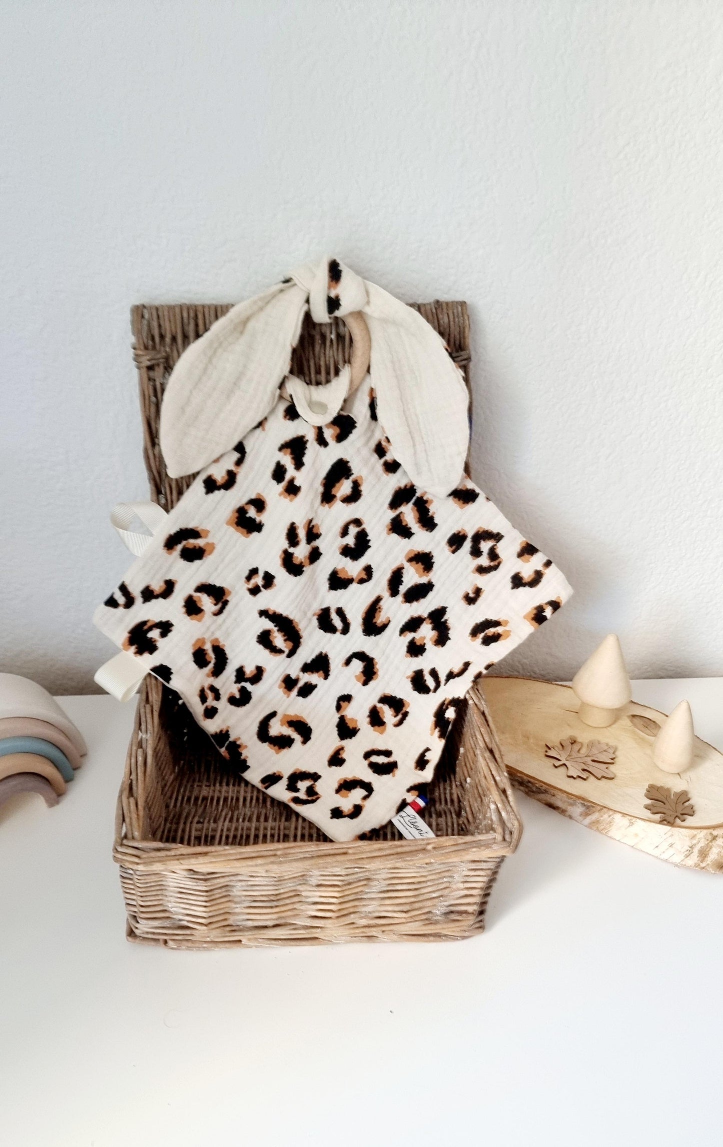 Doudou en Lange - Lapin - Léopard beige Llooni