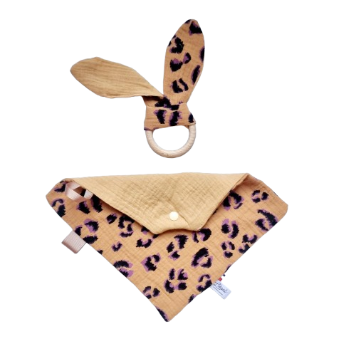 Doudou en Lange - Lapin - Léopard camel Llooni