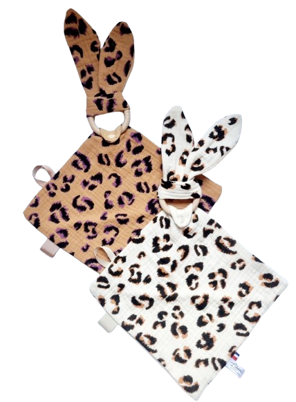Doudou en Lange - Lapin - Léopard camel Llooni
