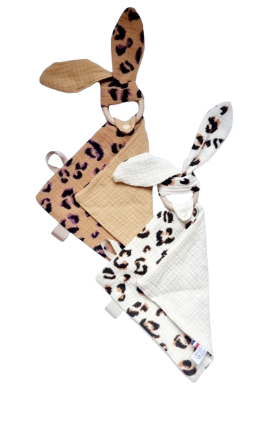 Doudou en Lange - Lapin - Léopard camel Llooni