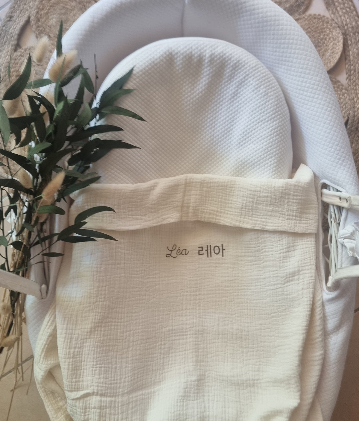 Coffret naissance personnalisé Petit Minky · Doudou & couverture · Hermines & lapins Llooni