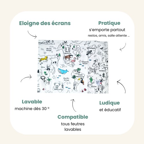 Set à colorier lavable  – Pratique, nomade et réutilisable Llooni