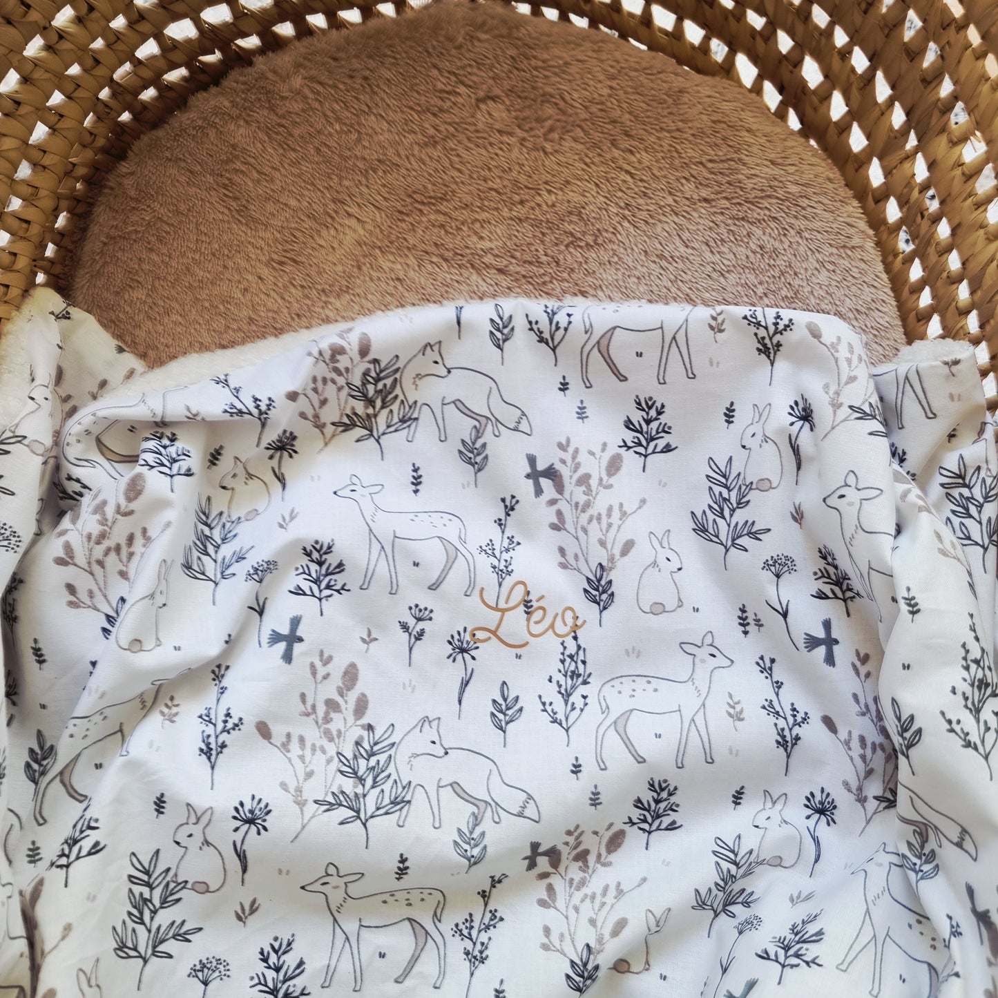 Couverture bébé personnalisée Moumoute Faons Llooni
