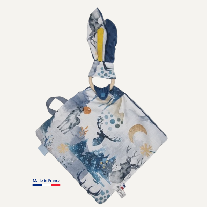 Doudou lapin gris blanc – Cerf d'hiver - Personnalisable Llooni