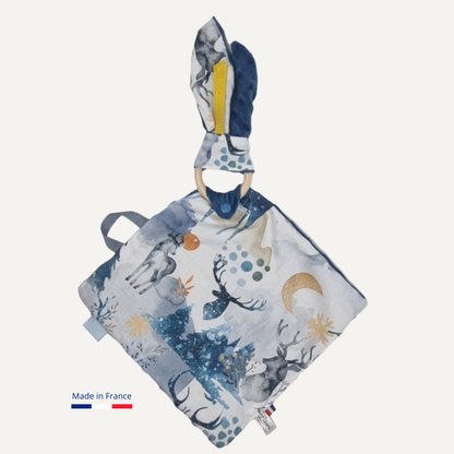 Doudou lapin gris blanc – Cerf d'hiver - Personnalisable Llooni