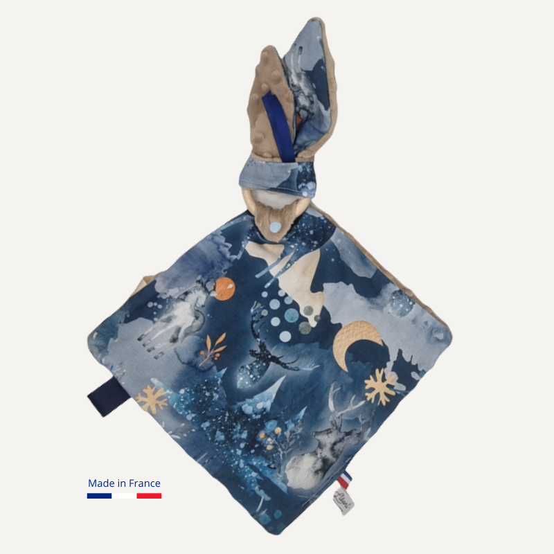 Doudou lapin Bleu Cerf d'hiver Personnalisable Llooni