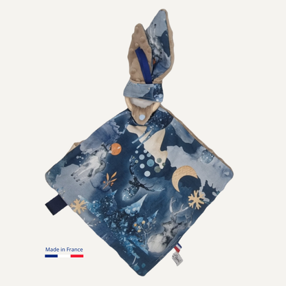 Doudou lapin Bleu Cerf d'hiver Personnalisable Llooni