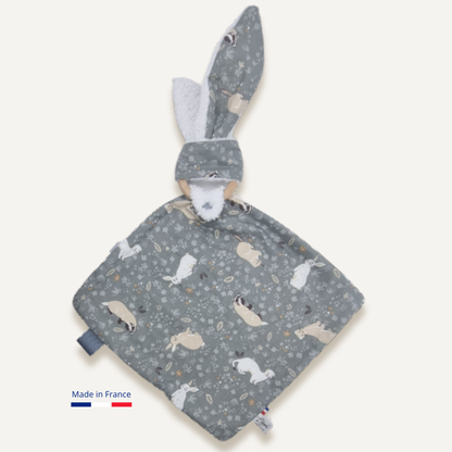 Doudou lapin gris Hermines & Belettes Personnalisable Llooni