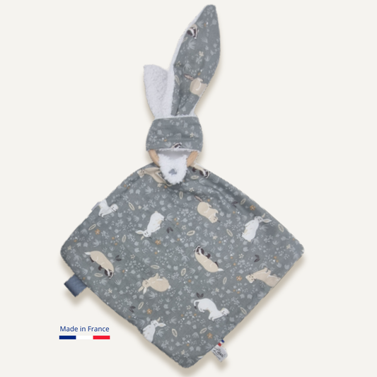 Doudou lapin gris Hermines & Belettes Personnalisable Llooni