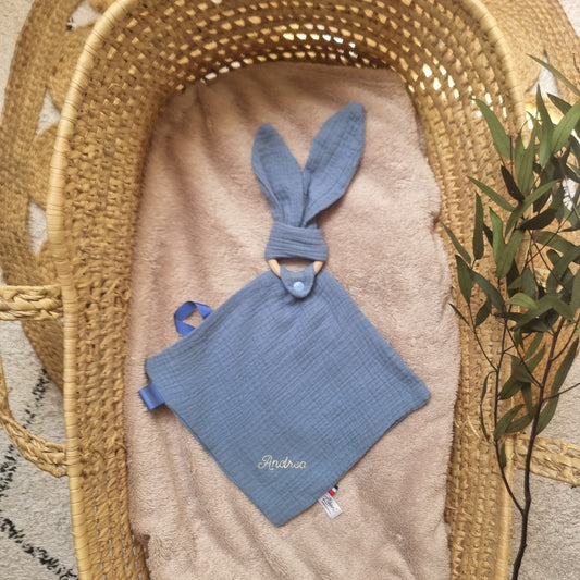 Doudou lapin Personnalisable · Lange  Bleu marine Llooni