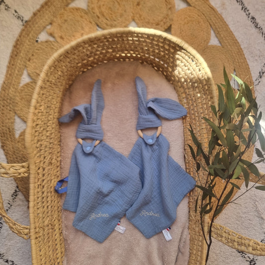Doudou lapin Personnalisable · Lange  Bleu marine Llooni