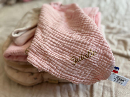 Doudou lapin Personnalisable · Lange Rose layette Llooni