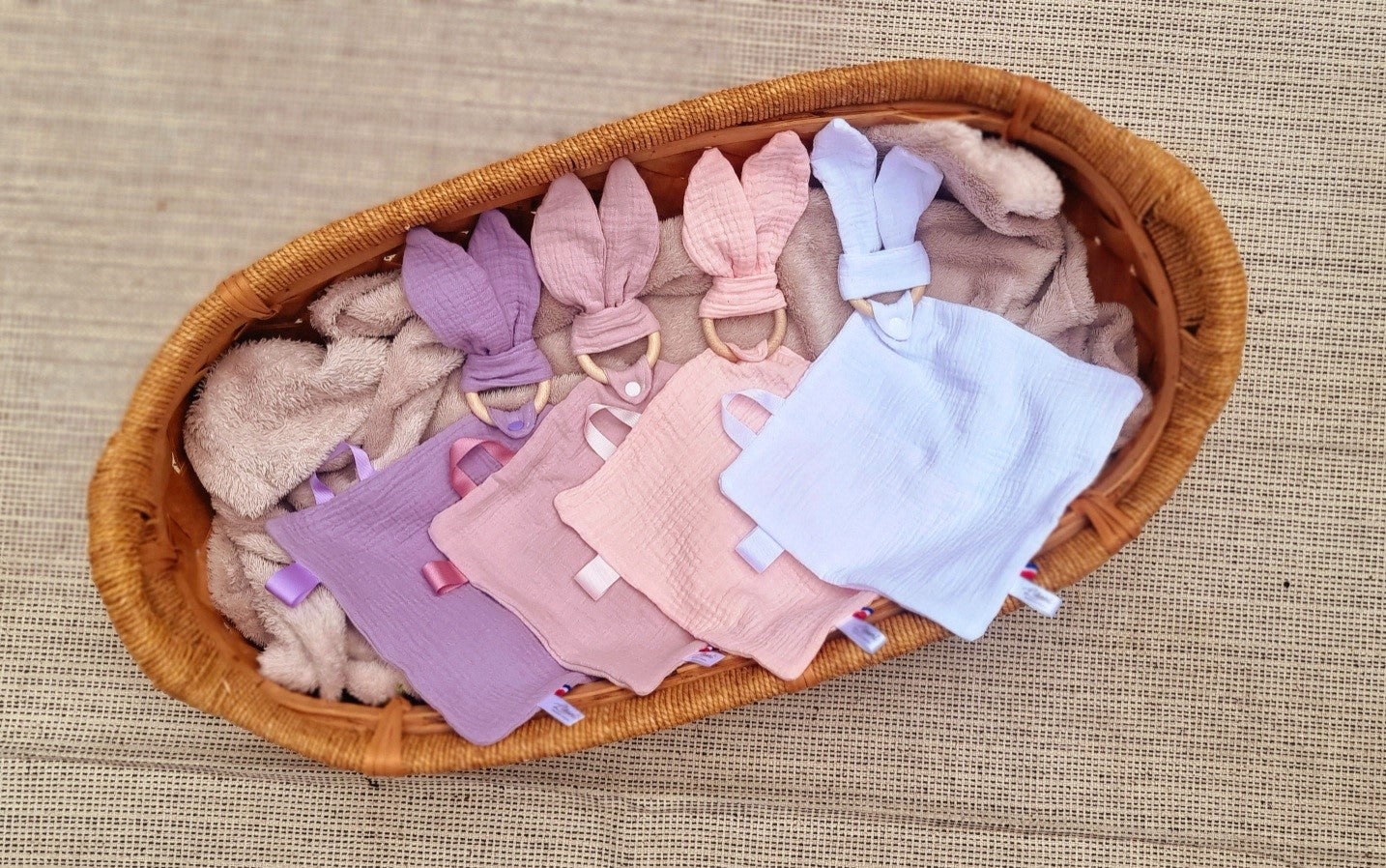 doudou lange nude blanc rose violet Made in France