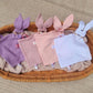 doudou plat lapin lange violet rose et blanc Provence