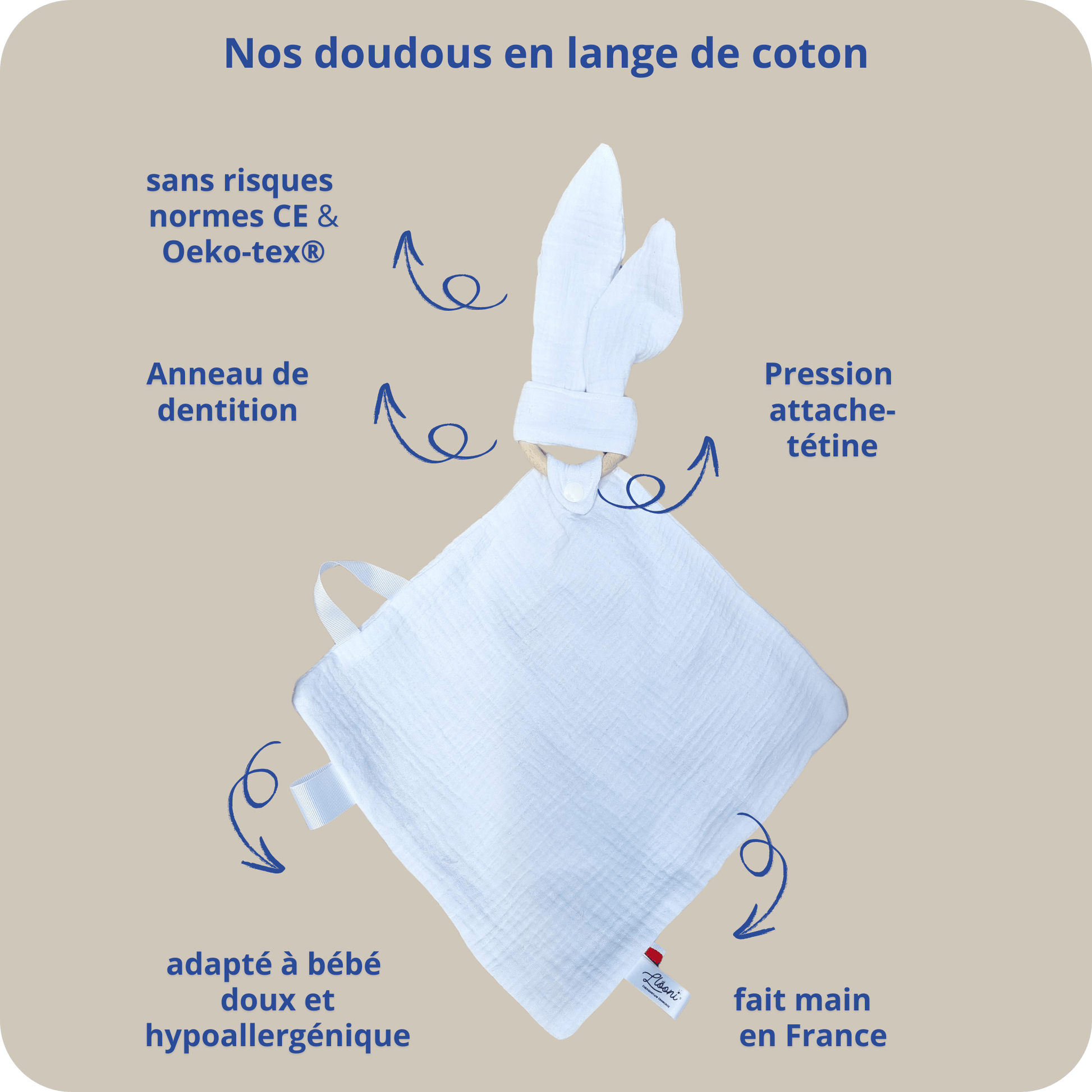 Doudou lange - Lapin Terracotta Llooni