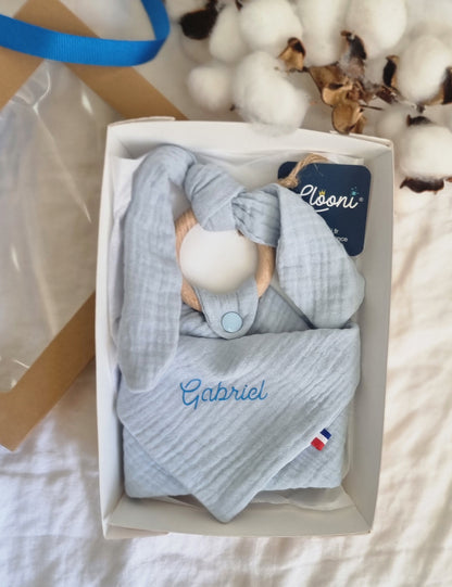 Doudou lapin Personnalisable · Lange Bleu ciel Llooni