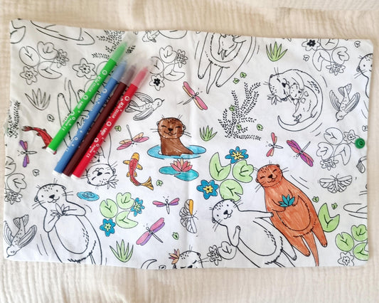 Coloriage lavable - Set de table lavable à colorier + 3 feutres Llooni