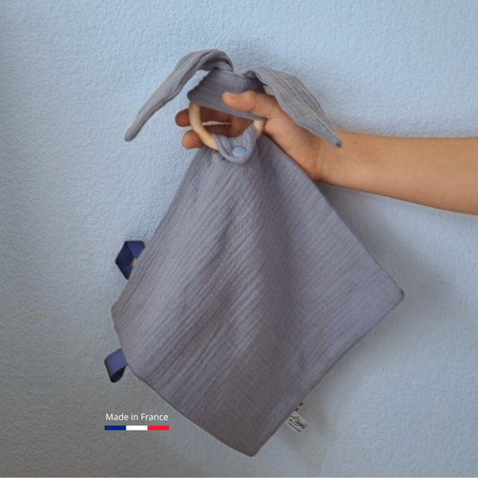 Doudou lapin Personnalisable | Lange  Bleu marine Llooni