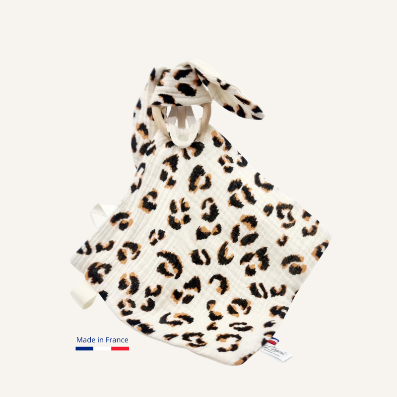 Doudou lapin Personnalisable | Lange Léopard beige Llooni