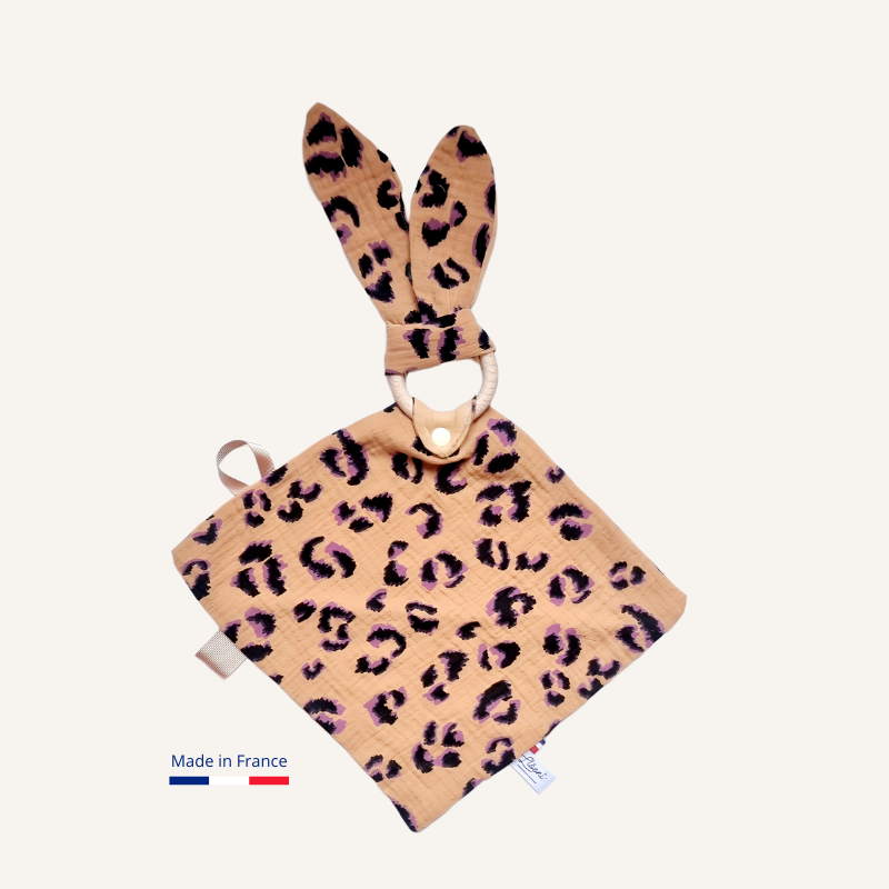 Doudou Lapin Personnalisable | Lange Léopard camel Llooni