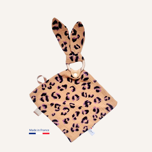Doudou Lapin Personnalisable | Lange Léopard camel Llooni