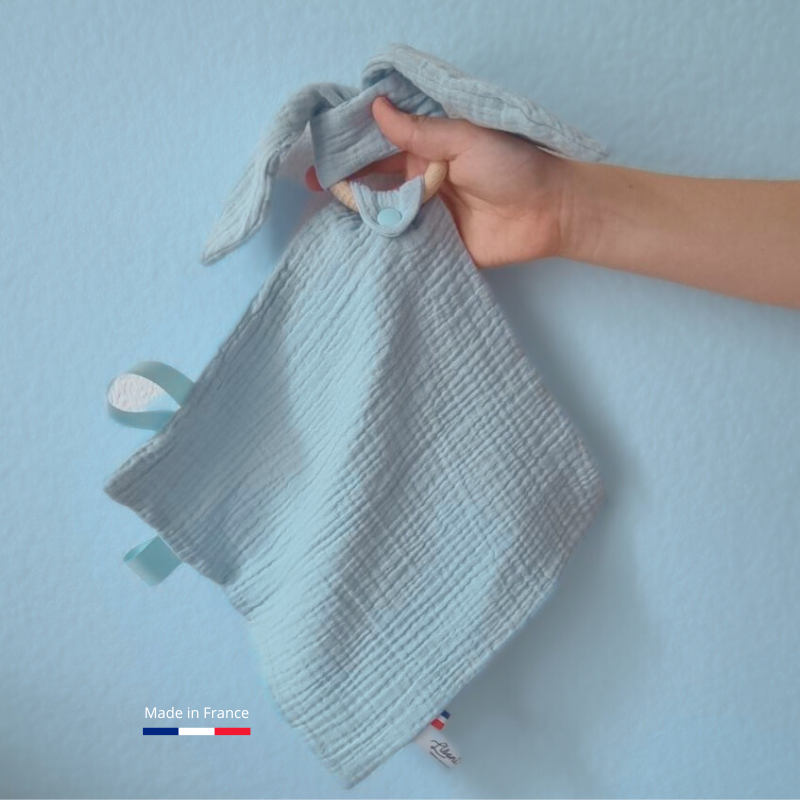 Doudou lapin Personnalisable | Lange Bleu ciel Llooni