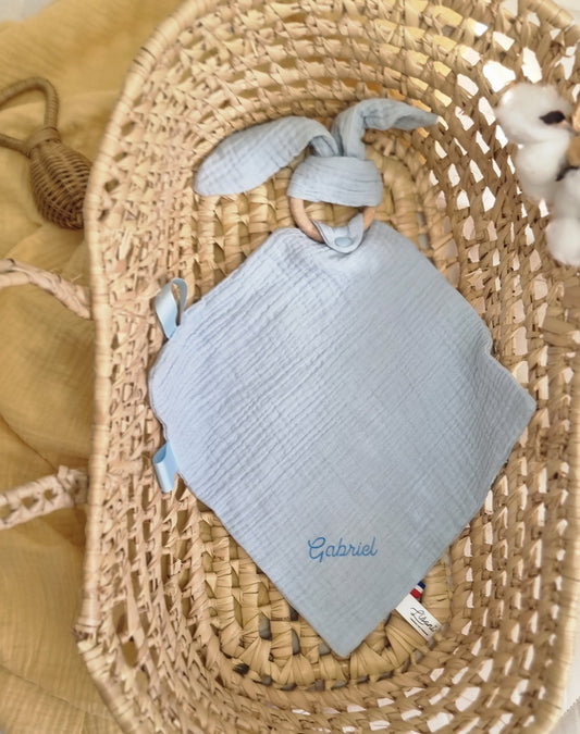 Doudou lapin Personnalisable · Lange Bleu ciel Llooni