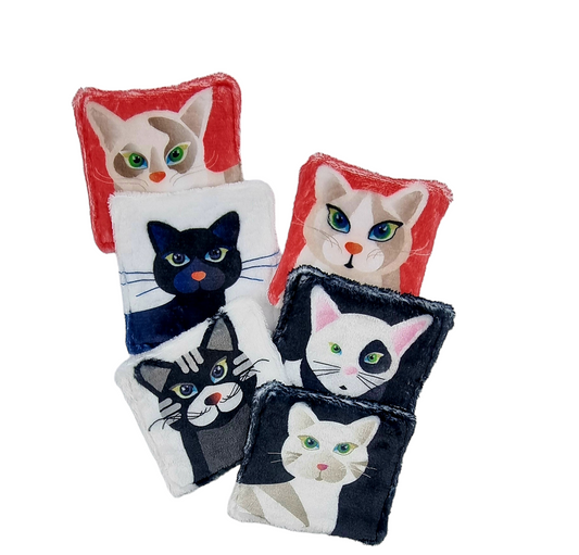 Washable cleansing makeup remover wipes - Cat portrait