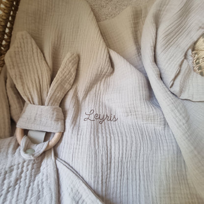 Couverture bébé personnalisée Lange Double gaze de Coton - Beige